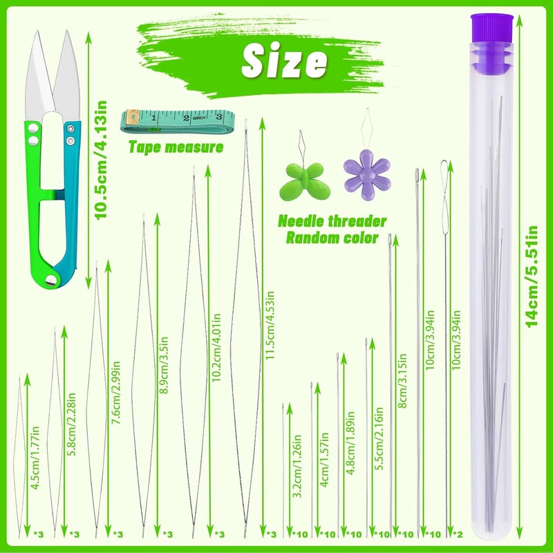 UOOU 86 Pcs Beading Needle Set,6 Sizes Big Eye Seed Bead Needles,Long Straight Beading Needle,Twist Beading Needles,Flexible Needle for Beads for Jewelry Making - Image 2